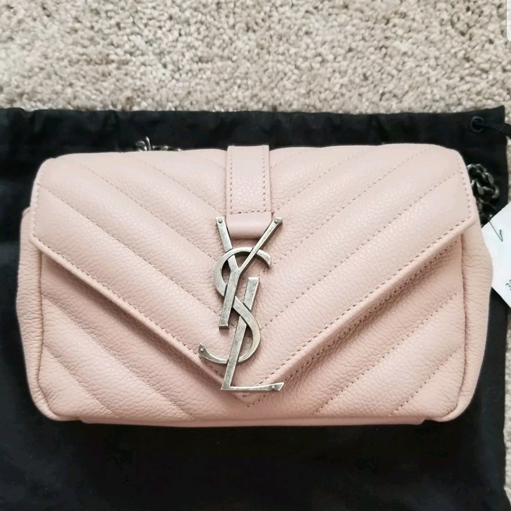 Saint Laurent Baby Monogram Crossbody Bag Palepink